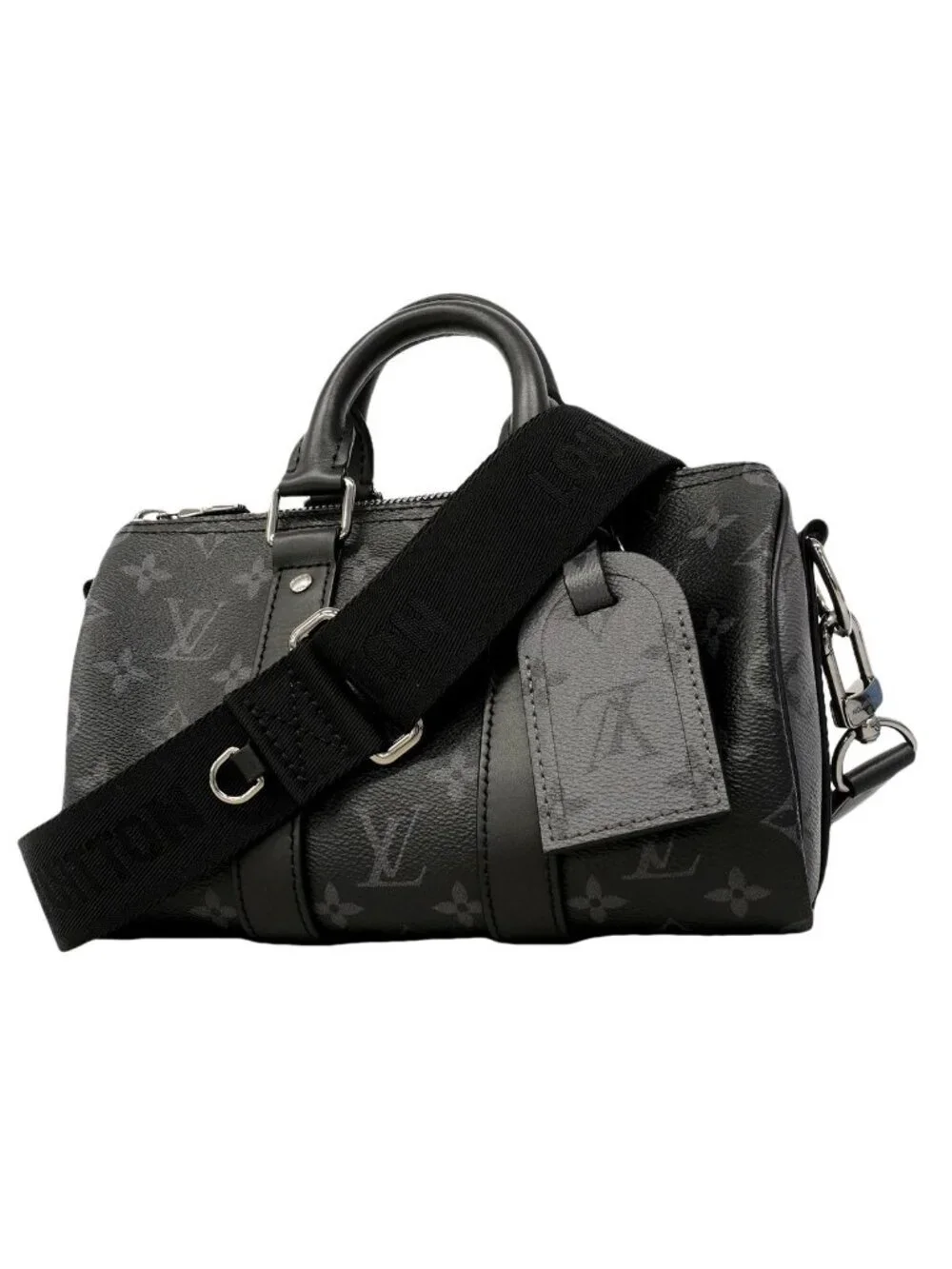 Louis Vuitton Handbag Monogram Eclipse Keepall Bandouliere 25 Black Gray 2-Way